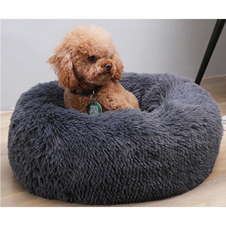 Luxury portable custom round pet sofa plush small dog bed indoor cat house kennel pet