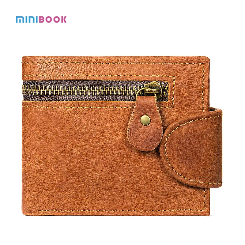 

Minibook multifunction Men's genuine Leather Wallet short leather wallettwo fold Card wallet Custom logo Card Holder Purse