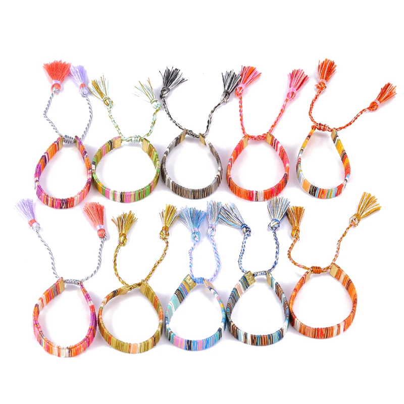 

Bohemian Travel Holiday Bracelet Colorful Handmade Rope Braided Tassel Bracelet, As same as picture