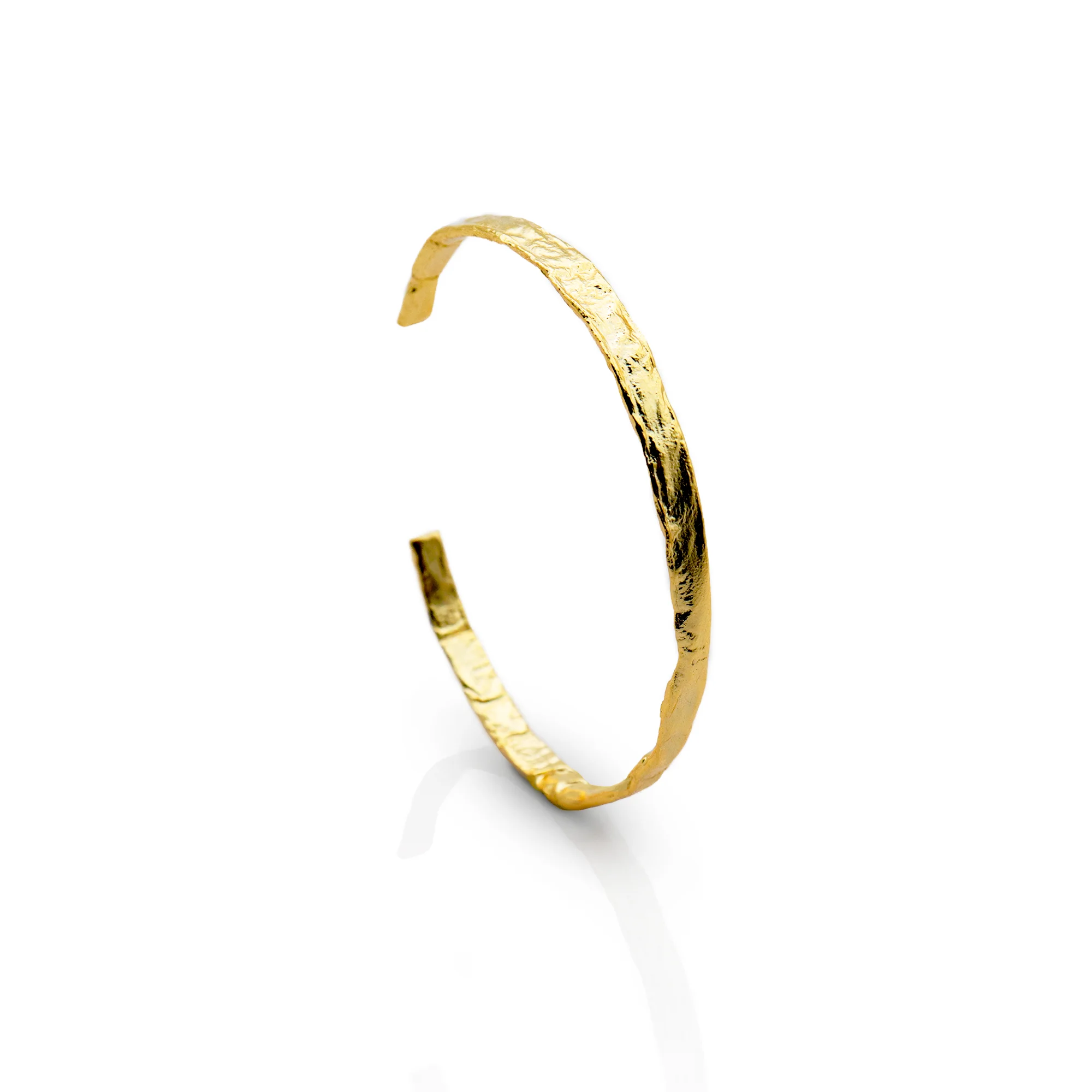 

Chris April Latest design 925 sterling silver gold plated minimalist Foil Texture cuff bangle bracelets