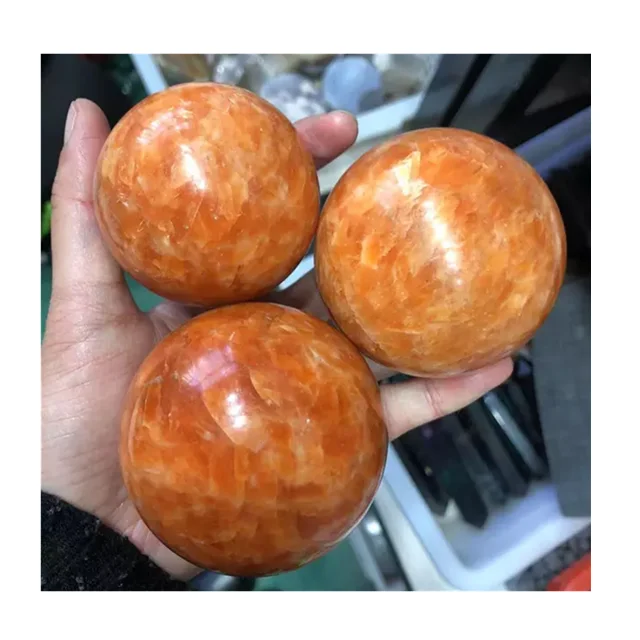 

Wholesale natural quartz ball crystals healing stones orange moonstone sphere