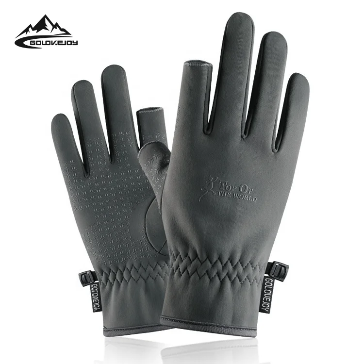 

GOLOVEJOY DB47 Solid Color Winter Two Half-finger Gloves Keep Warm Work Driving Non-slip Touch Screen Cycling Gloves Mens, Has 2 colors