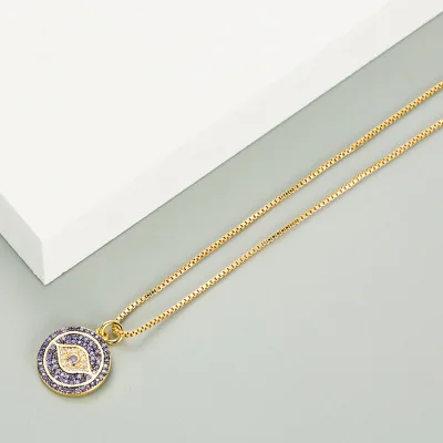 

Wholesale Fashion Gold Plated Evil Eye Necklace Micro Diamond Necklace For Men Women