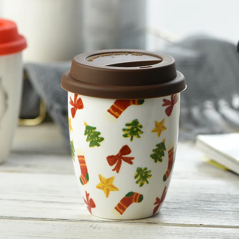 

Mikenda Wholesale Ceramic Coffee Cup 300ml Porcelain Tea Mug Ceramic Mugs With Silicone Lid