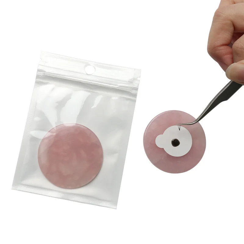 

Pink Grafted Lashes Jade Stones Pad Eyelash Glue Holder Lashes Adhesive Pallet Lash Glue Holder Wholesale