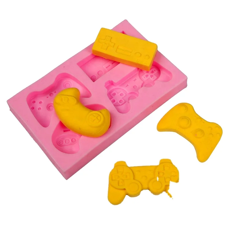 

New Gamepad Silicone Mold gamers boy gift game controller shape Fondant Silicone Mould Cake Decoration Sugar Mold Baking Mold, Pink,white