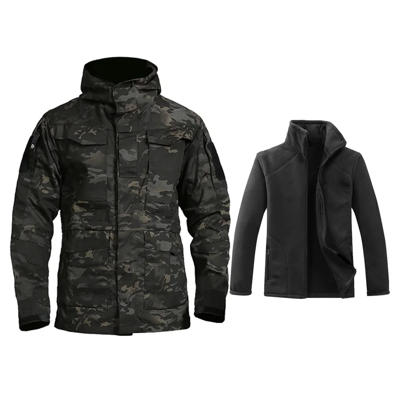 

Military Uniform Jacket M65 Field American Army Tactical Windproof Winter Thermal Jacket with Fleece Warm Trench 3 in 1 Jackets, Multicam camouflage color