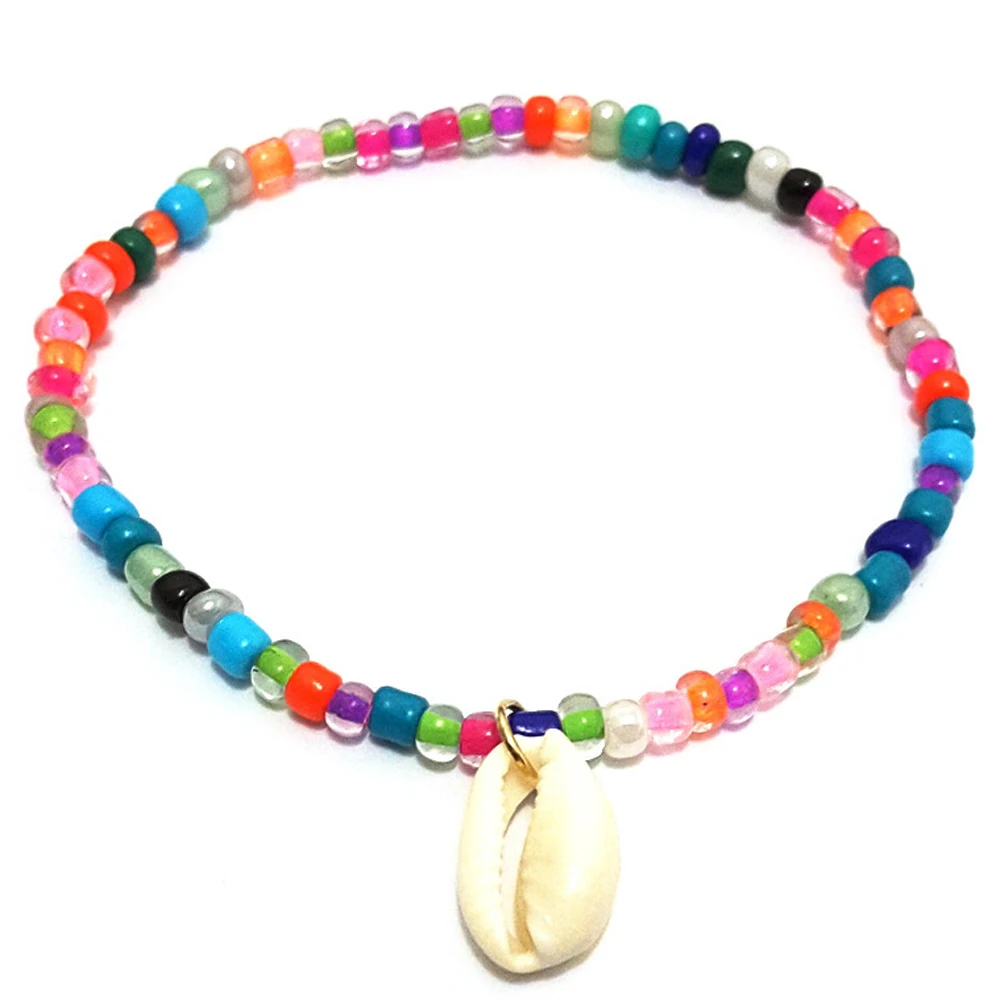 

Wholesale Factory Custom Hot Sale Beach Initial Anklet Colorful Beads Shell Anklets For Women, Gold,rose gold