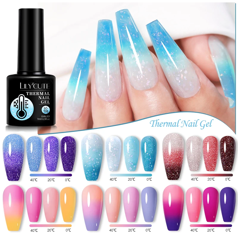 

LILYCUTE 7ml Thermal Nail Gel Suppliers Temperature Color-changing Soak Off Nail Art Gel Polish UV Gel Varnish