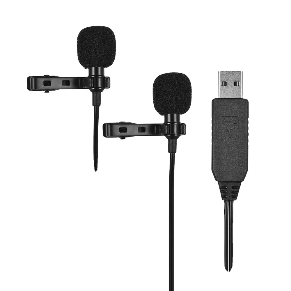 

Panvotech mini lapel USB microphone condenser Dual Head microphone is suitable for recording, dubbing, online meeting