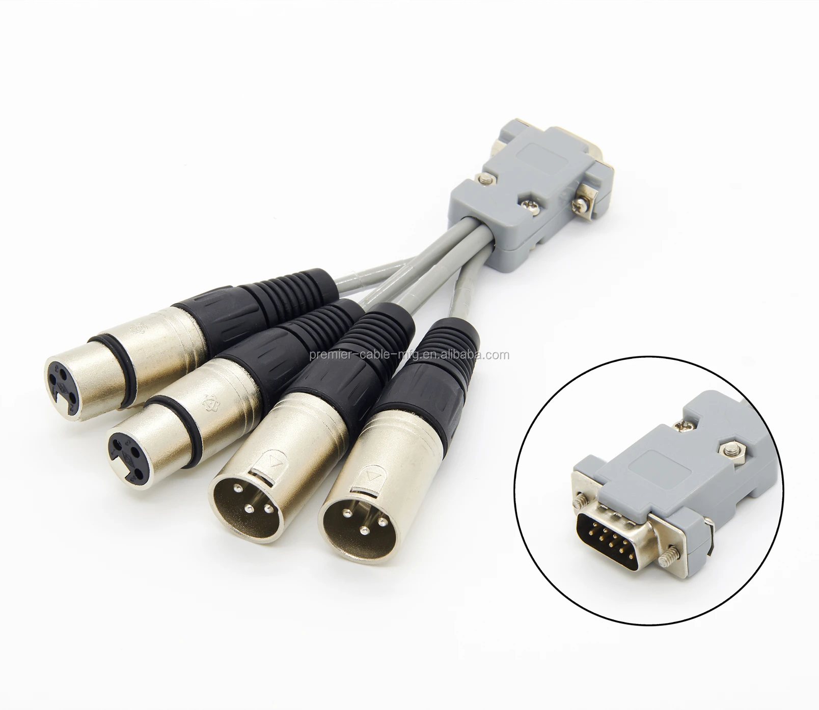 LTC Audio aes Breakout cable dsub 15 a 3x conector XLR y 3x conector XLR ch1-4 