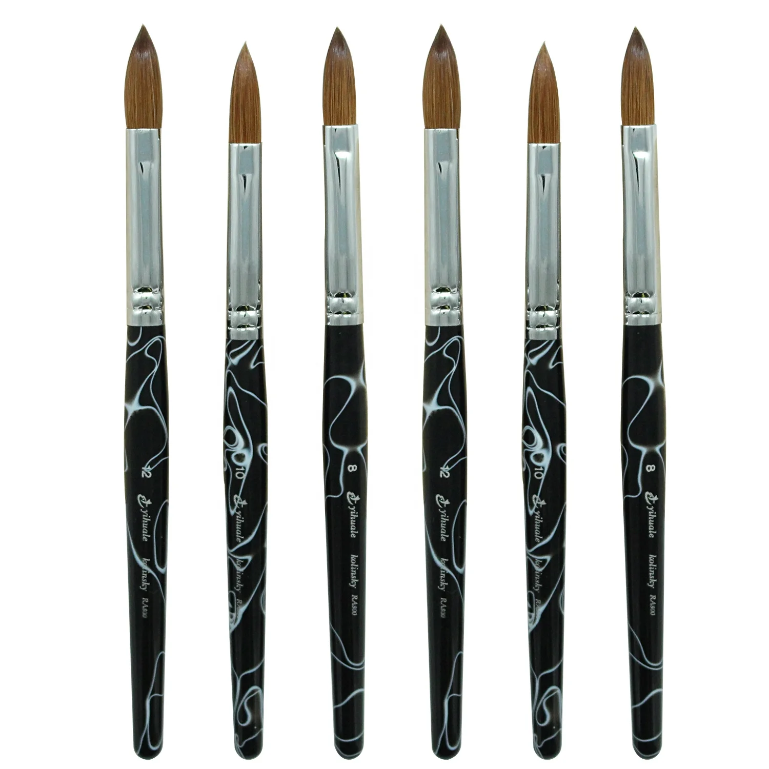 

Yihuale Black marbel color Private Label Acrylic Nail Brush 100% Kolinsky brush