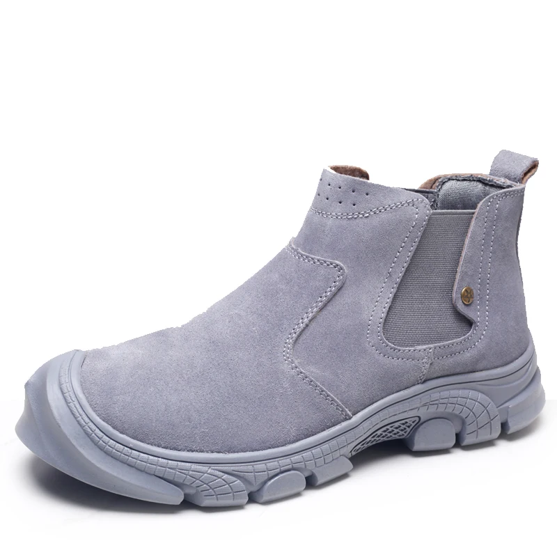 

Anti-slip suede leather Anti-smash anti-puncture Indestructible work shoes Welder safety shoes, Brown grey