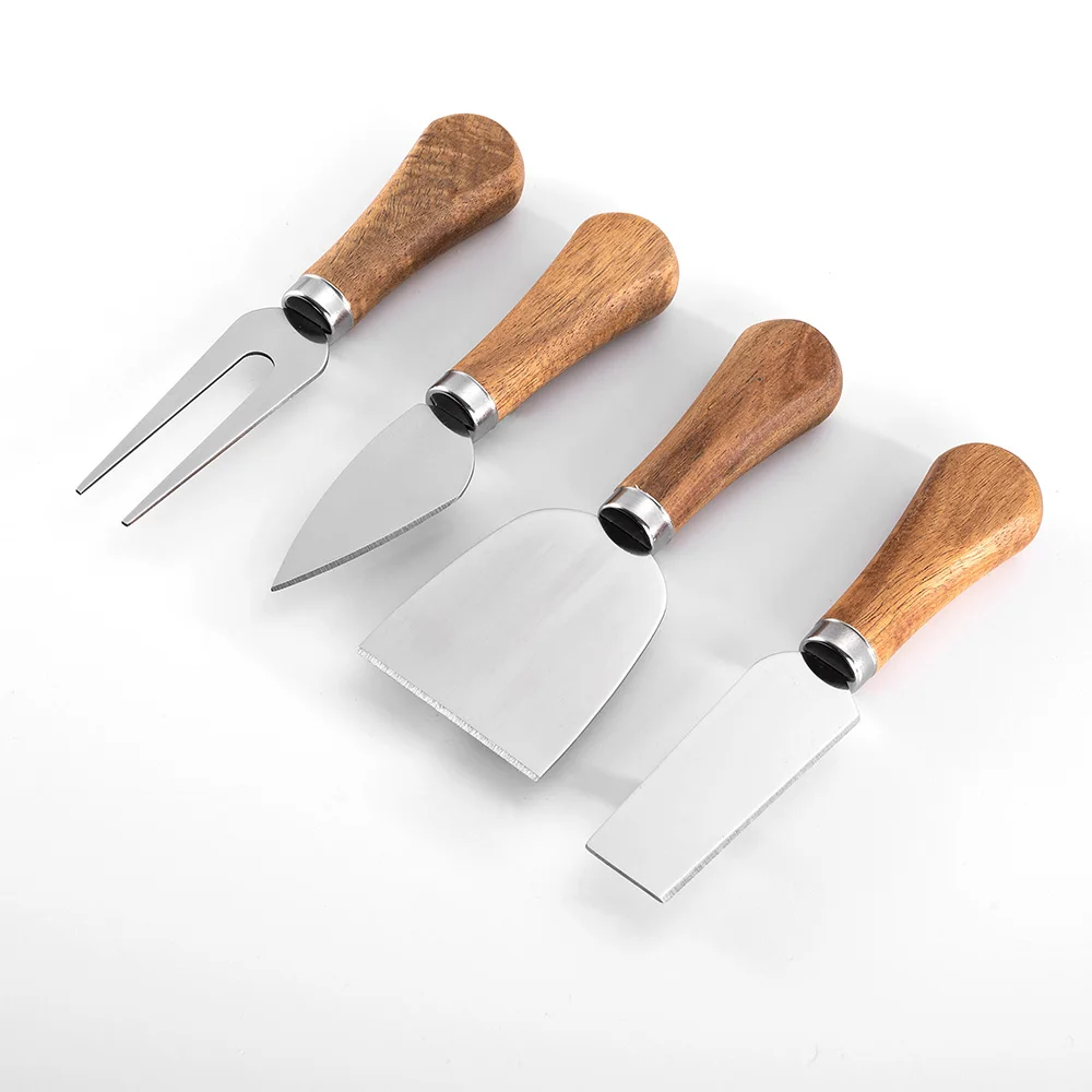 

Hot Selling Family Dining Bread Cake 4 Pcs Knife Set Smudge Cheese Tools, Wood grain or customized