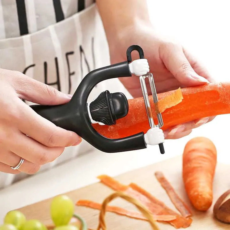 

fruit Kitchen Gadgets Double Fingers Opener Cutter Quickly Stripping Fruit Slicer New Fruit Peeler Stainless Blade Lemon Grape, As photo