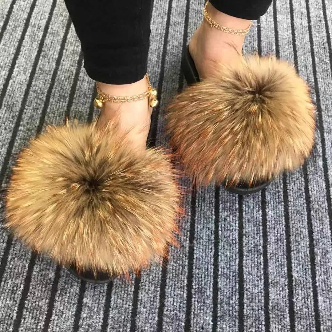 

Custom fashion trend multiple slides colour indoor fur slippers for women slides
