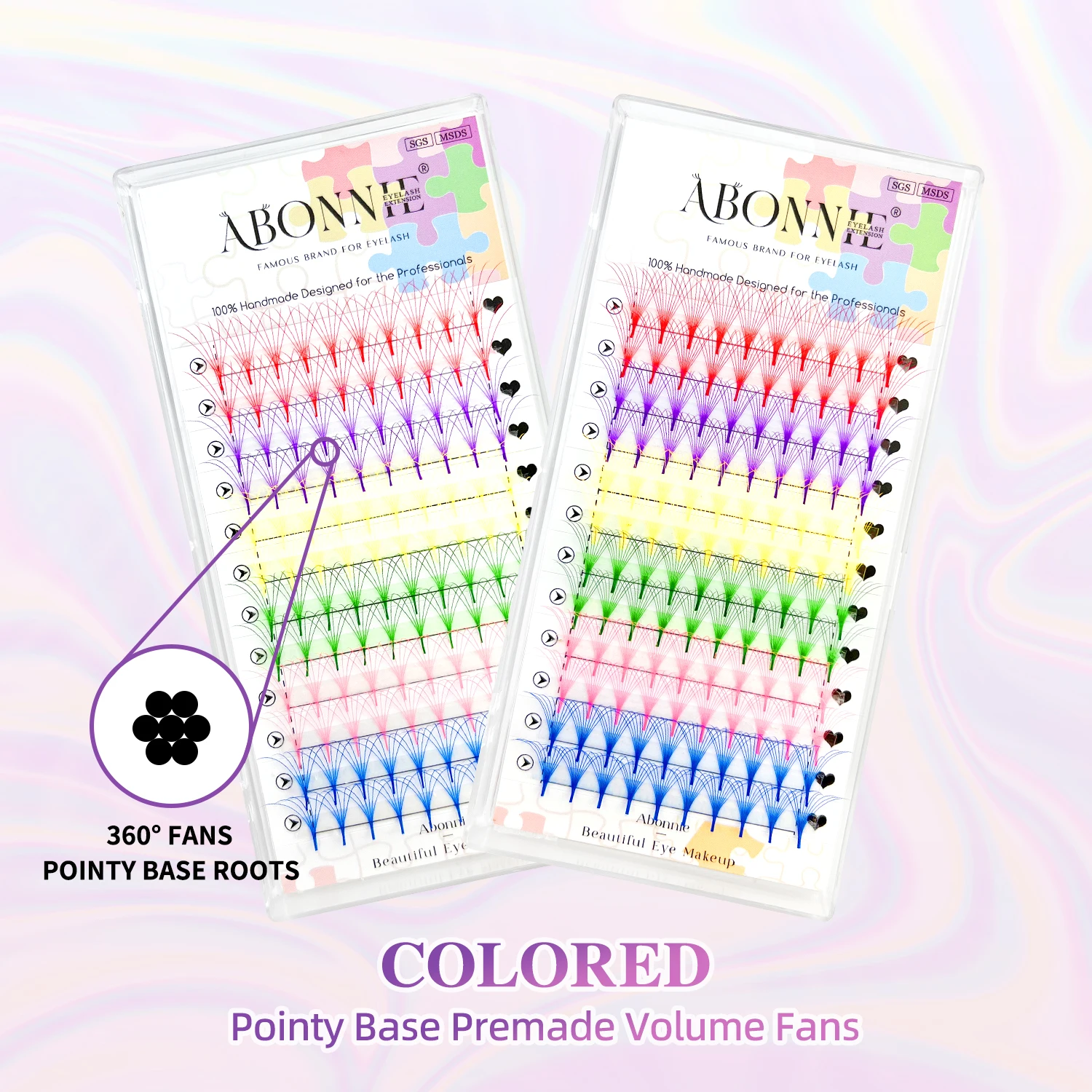 

Abonnie Premade Fans Wholesale 0.05 0.07 0.10 8-18mm Volume Premade Fans Long Stem Private Label Color Premade Fans Eyelash