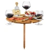 Portable Fold Bamboo Outdoor Beach Park 6 Positions Picnic Table Wine Table with cheese Cutlery Set and wine Opener