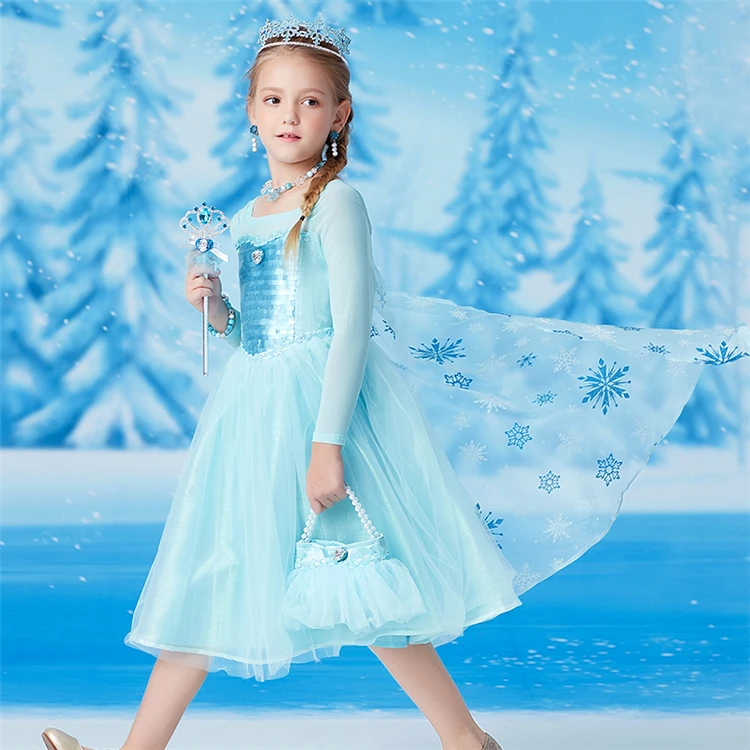 

Hot Sale Genuine Disney Elsa Dress Girls Kids Frozen Elsa Cosplay Costume Dress, Blue