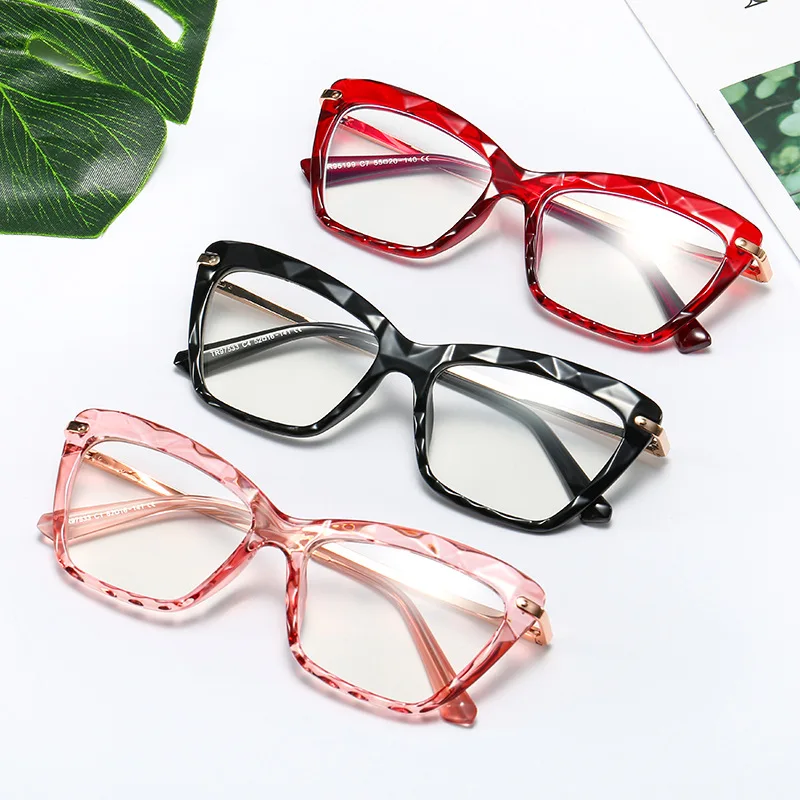 

Newest Fashion Spring Temples Trendy Unisex Cateye glasses Vintage Transparent Crystal Metal Frame Eyewear For Women, Custom colors