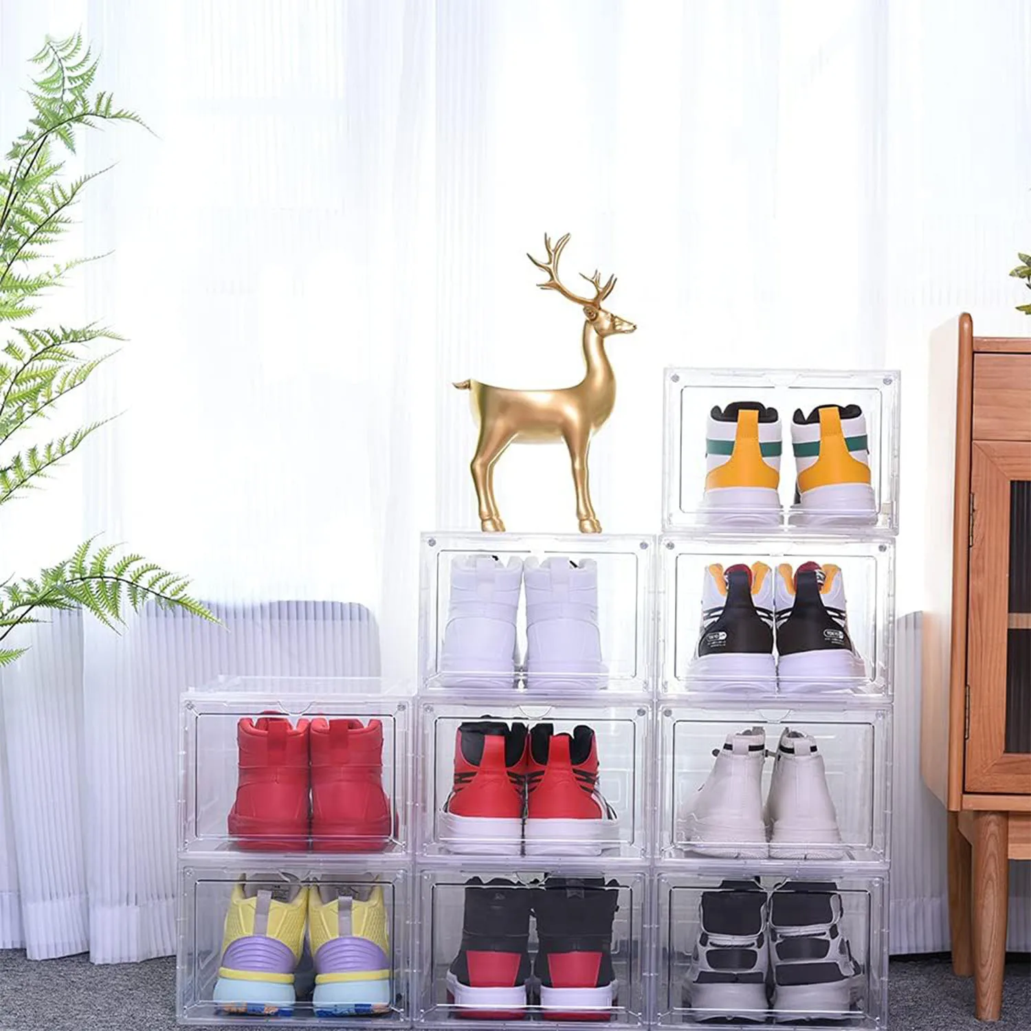 Free Installation Eco-Friendly Household Shoe Box Cabinet PP Plastic Foldable Rectangle Space-Saving Storage Container