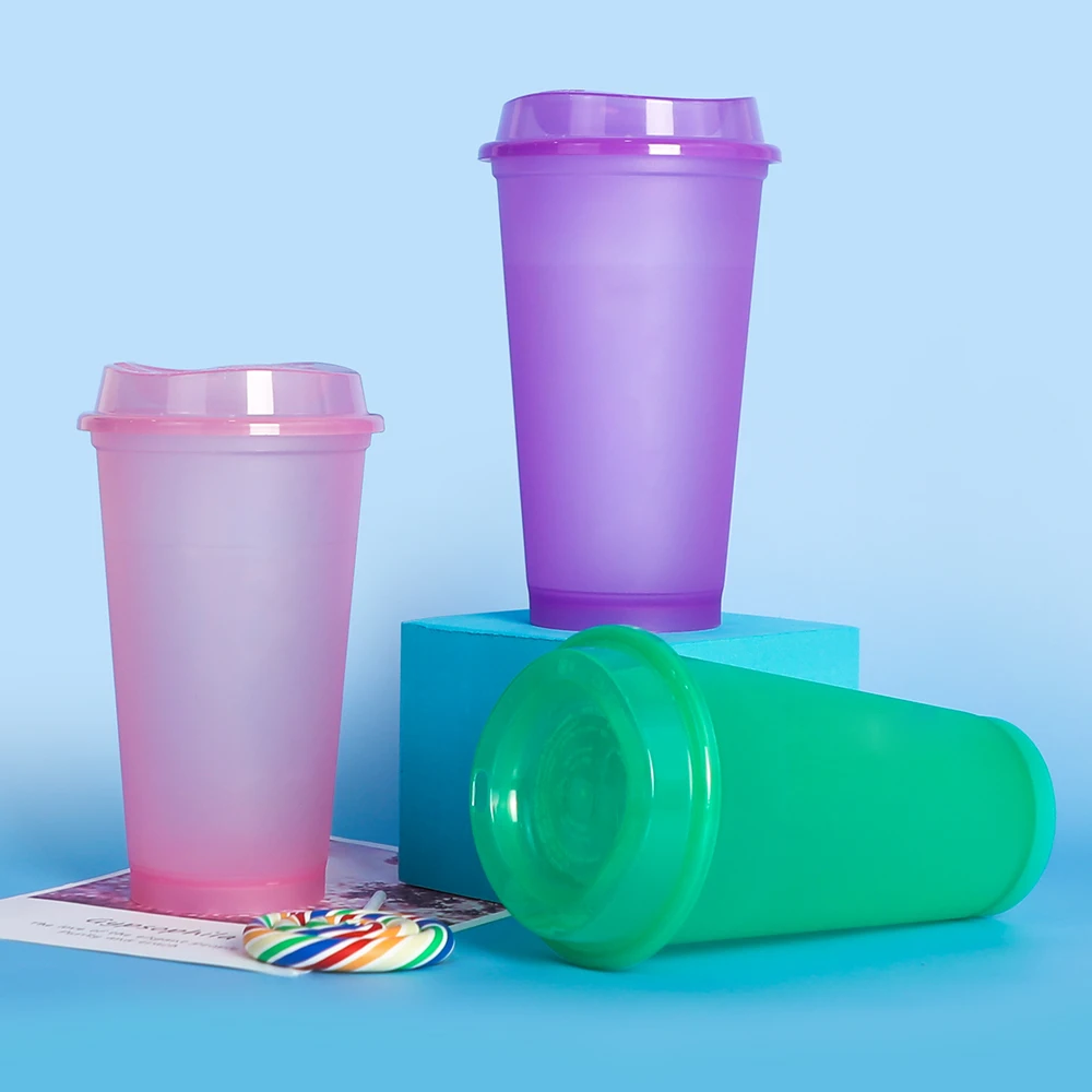 

Drinking party hot 16oz bulk coffee wholesale plastic cup reusable with lid, Blue/purple/pink/red/green