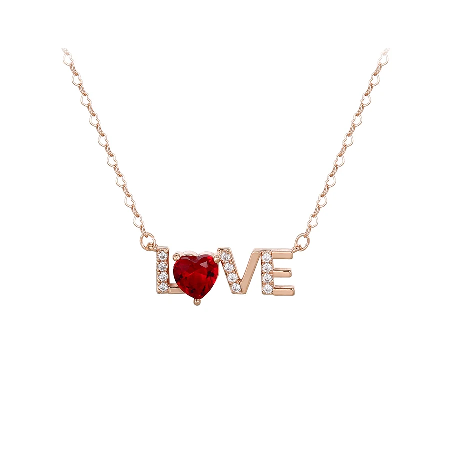 

necklace 01009 Xuping Jewelry Fashion letter Heart-Shaped Love14K Gold Light Luxury Pendant heart link Necklace