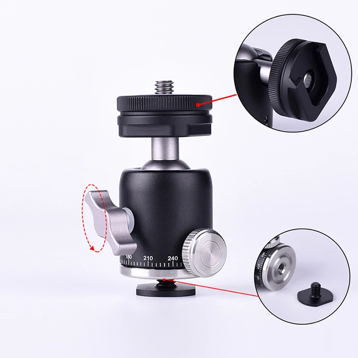 

Camera accessory Cold Shoe Tripod 1/4 inch Screw mini ball Head, Black