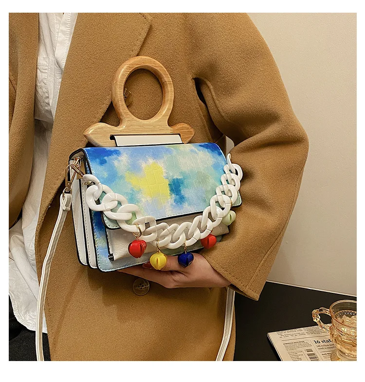 

2021 small bag new small crowd design log hand stone grain foreign girl candy color small square bag, Accept custom made