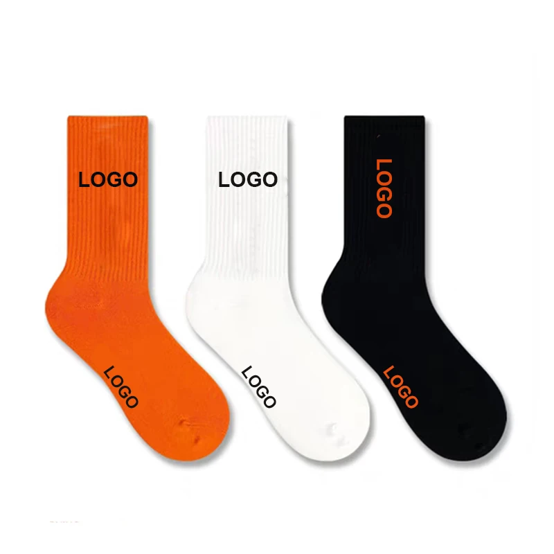 

Wholesale men women custom logo cotton socks Amazon new fashion plain color crew socks, Custom color accepted