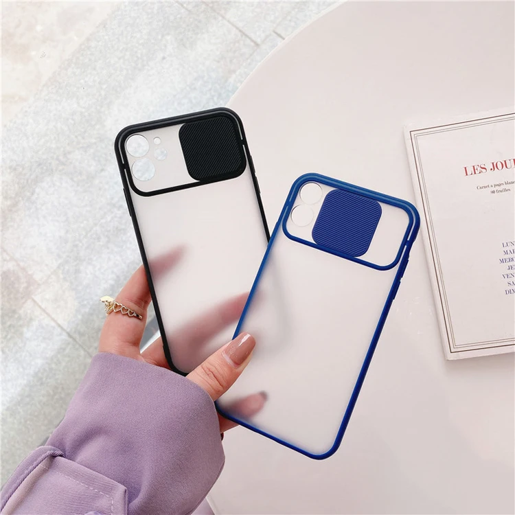 

Top Seller Skin Feeling Slide Camera Lens Protection Push Window Colorful TPU PC Mobile Phone Cover Case For Iphone 12