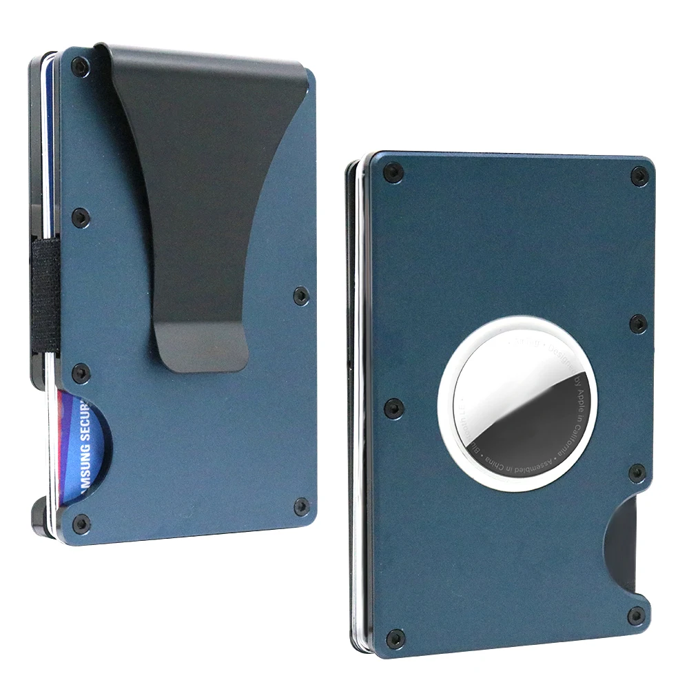 

Minimalist Aluminum Metal Money Clip Wallet RFID Blocking Credit Card Holder Wallet with Airtag Holder Men Wallet for Airtag