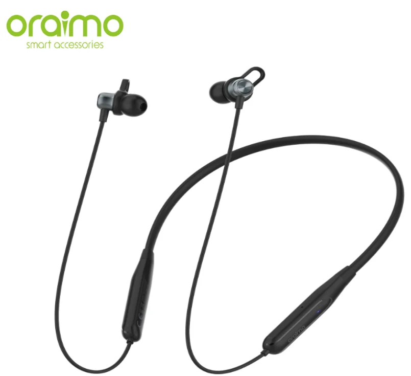 

Oraimo Fashion Neckband Earphone Soft Flexible Wireless Headphones 180 Hours Standby, Black