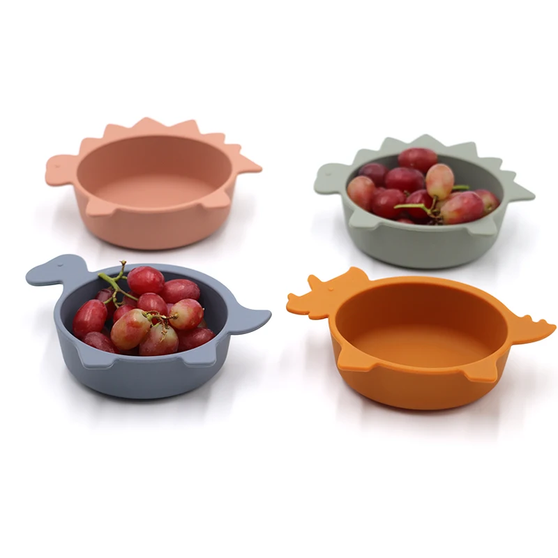 

Silicone Toddler Plates Dish Self Feeding Training BPA Free Microwave Dishwasher silicone dinosaur bowl