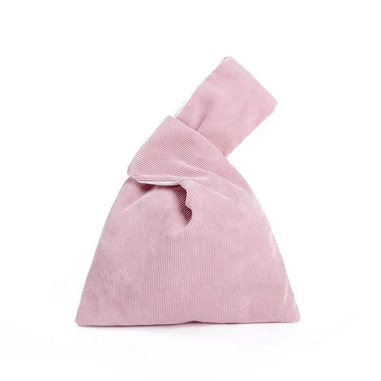 

Wholesale custom mini pink corduroy coin key chain pouch tote bag for women