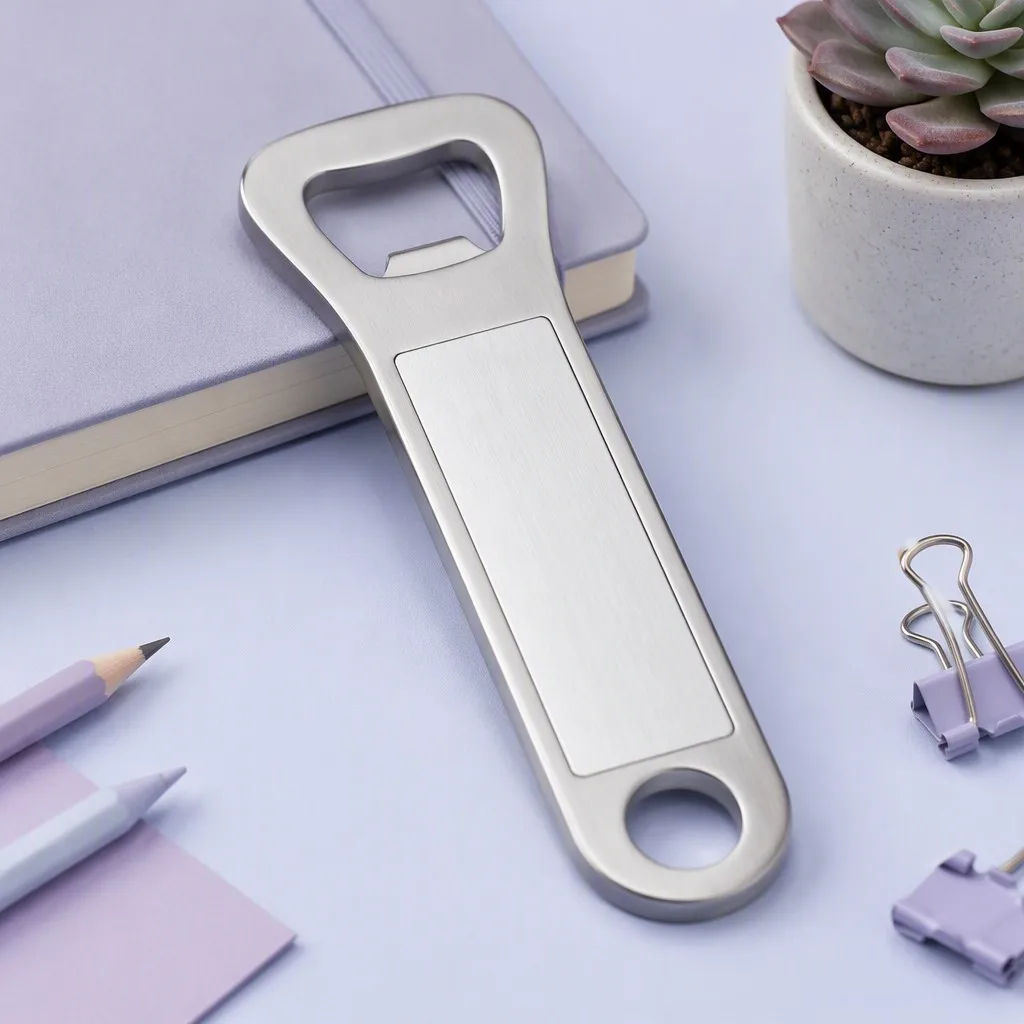 Blank brushed metal bottle opener ready for customization