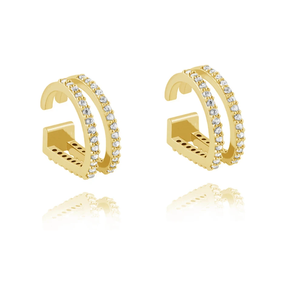 

2020 fashion 18k gold plated popular jewelry classical 925 sterling silver with cubic zirconia earrings cuff for women gift