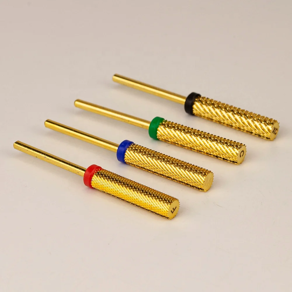 3/32" F M C XC Gold Coated Sharp Professional Efile Wholesale 6.0mm Barrel Super Long 24mm Tungsten Carbide  Drill Bit for Nails