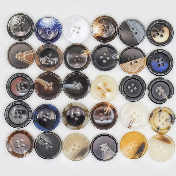 

Mixed colors custom various sizes horn flat back coat resin plastic buttons