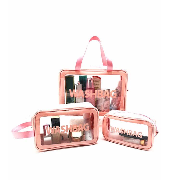 

PU Leather frosted transparent pvc waterproof cosmetic bag makeup bag portable travel toiletry bag, Customized