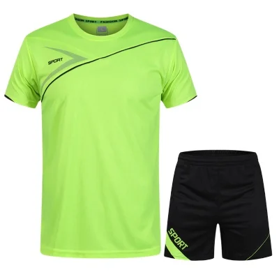 

newest plain sports teamwear customized soccer jers summer men running breathable function quick day t shirt short sets