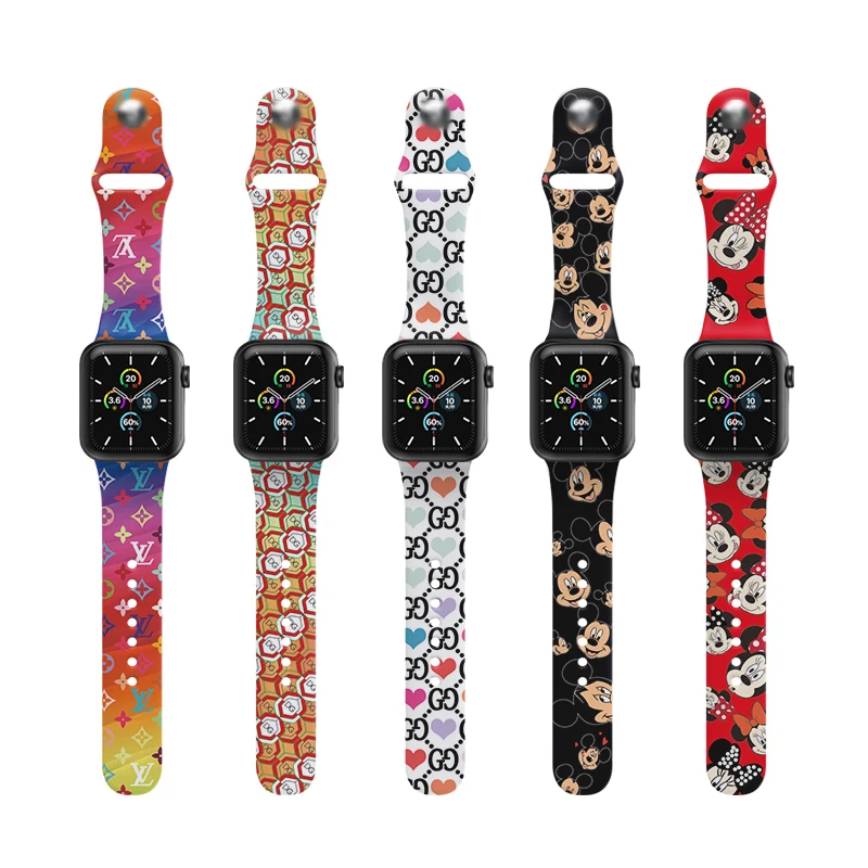 

EAMIRUO 38mm 40mm Straps Mouse Cartoon Pattern Apple Watch Band Silicone Watch Straps For Apple Watchband