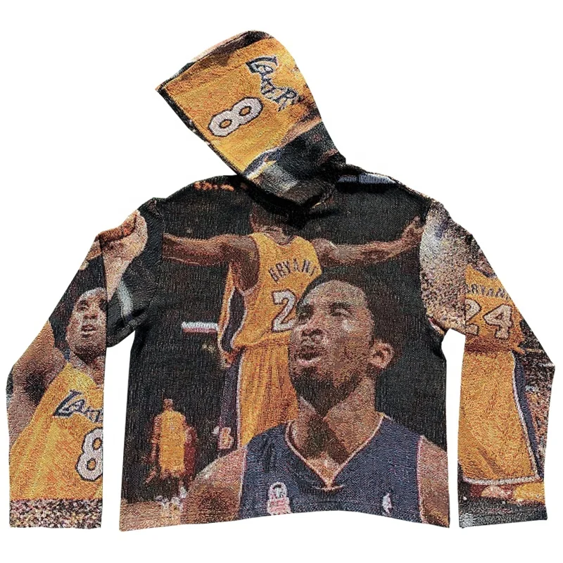 

US size Hip hop Streetwear Plus Size Men's Jackets woven tapestry thick hoodie men pullover anime tapestry sweater, Customized color