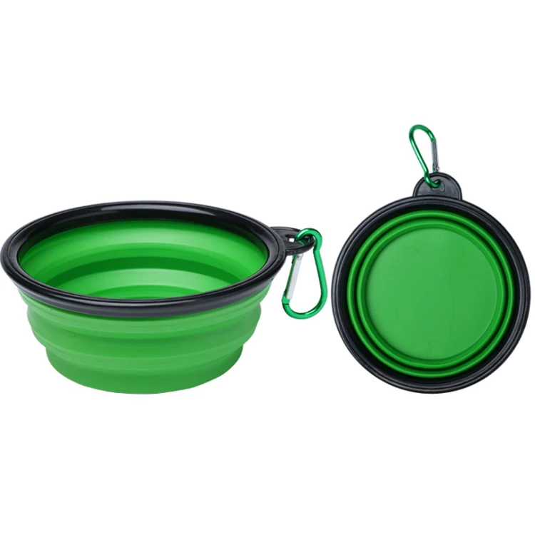 

Manufacturer Wholesale Green Small Size Environmental Dog Cat Pet Bowls And Feeders Double Folding Bowl For Food And Water Candy, Multiple colors to choose
