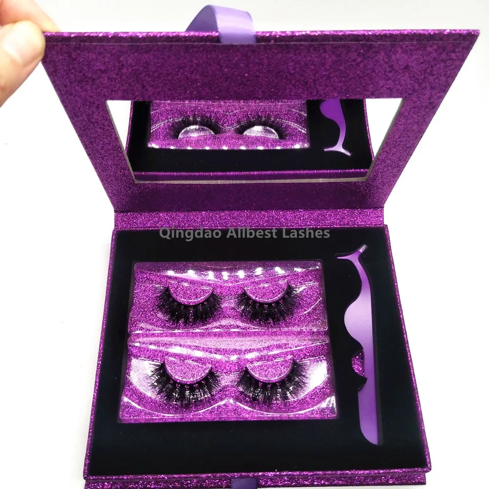 

1 2 3 4 5 pairs Custom eyelashes packaging box set with tweezer glue mirror
