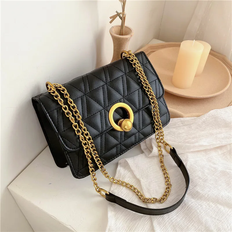 

2021 New Design Sling Main Ladies Hand Shoulder Messenger Bag Female Chain Hand Bags, 3 colors