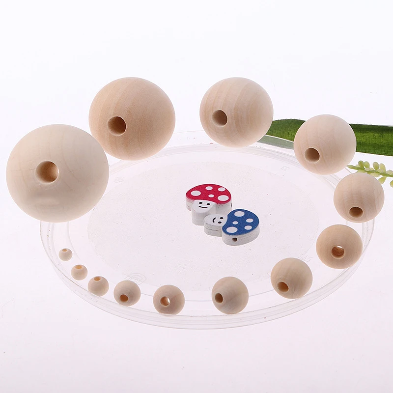 

Multi-Specification Wholesale Custom High Quality Round Natural Wood Beads For DIY Jewelry Making, Natural wood color
