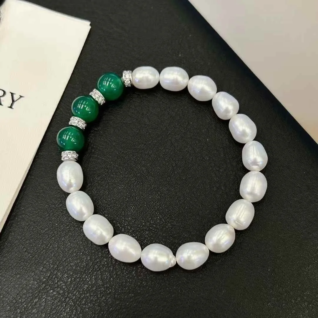 Classic White Freshwater Rice Shaped Pearl Bracelet 7-8mm AAA Grade Trendy Unisex Stretchable for Wedding & Anniversary