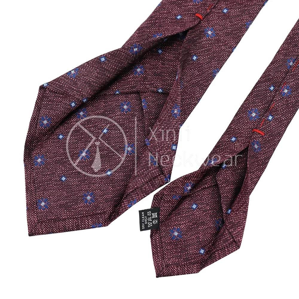 

New Custom Designs Wedding Men Red Silk 7 Fold Neckties Geometric Floral Patterns Dusty Burgundy Ties