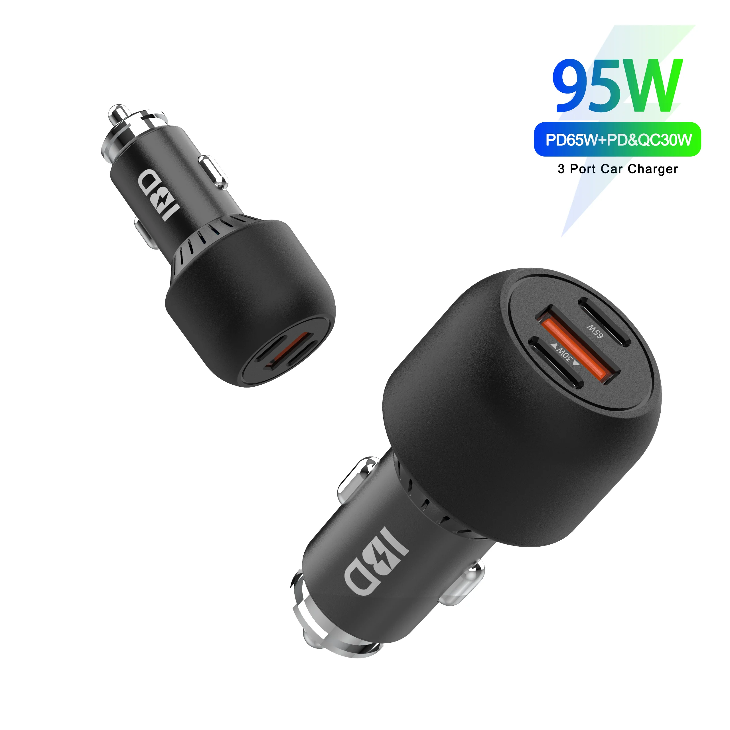 

95W Cell Charger Car Adapter 3 Port Laptop Car Charger Adapter, Black